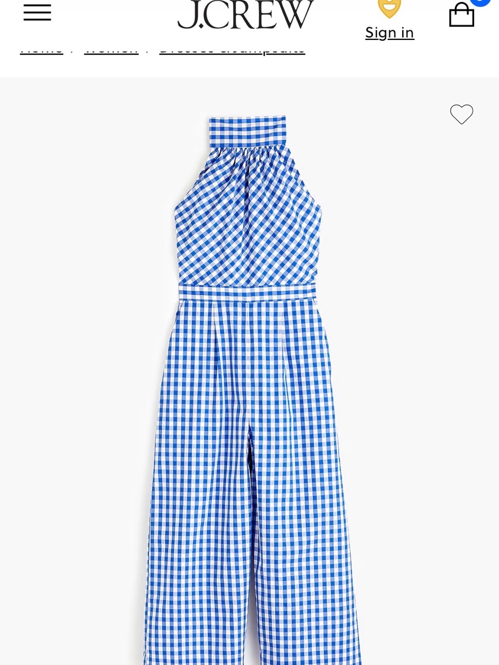 J. Crew Blue and White Gingham Halter Jumpsuit - Picture 2 of 8